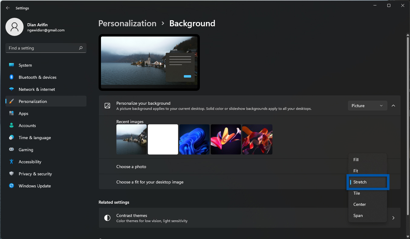 3 Atur ukuran gambar pada layar