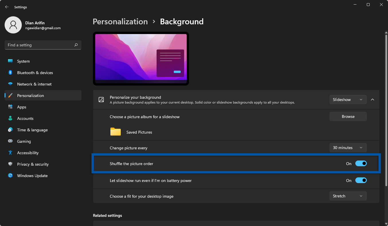 4 Tampilkan wallpaper secara acak