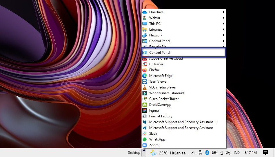 Control Panel Quick Launch