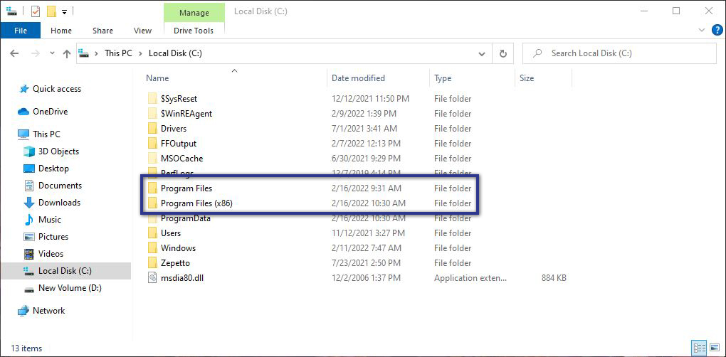 Program Files Local Disk C
