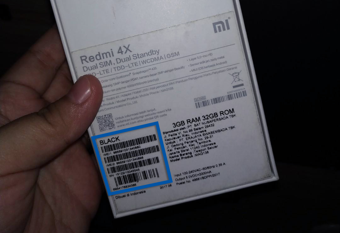 Cek IMEI Xiaomi dari kardus