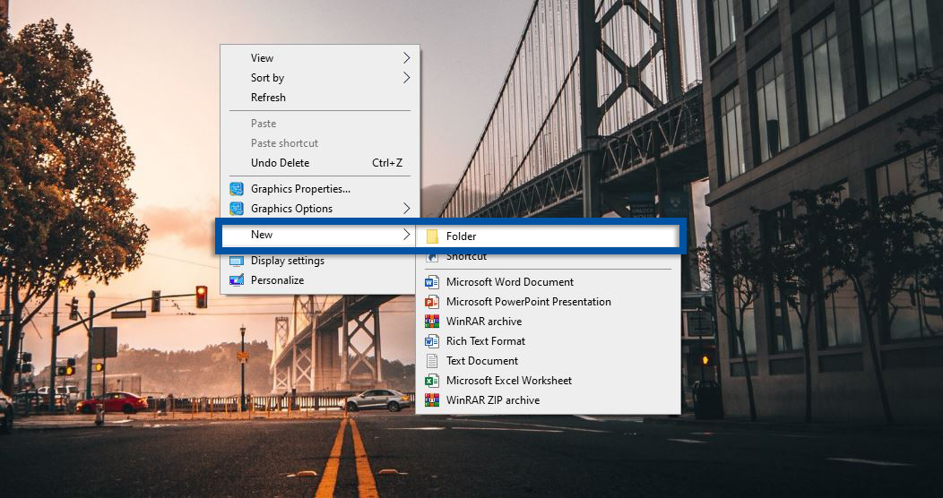 1 Klik kanan dan pilih Folder
