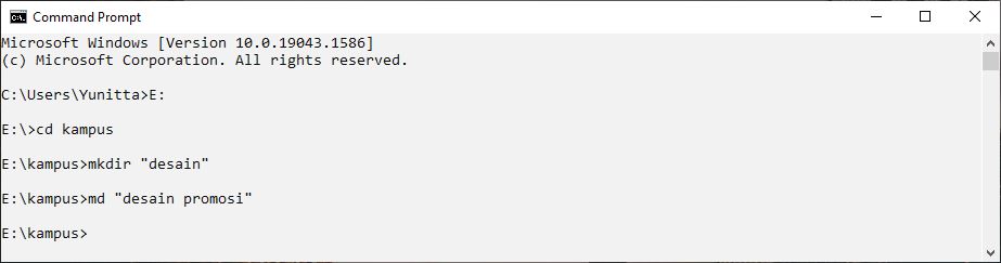 5 Buat folder baru dengan perintah MD