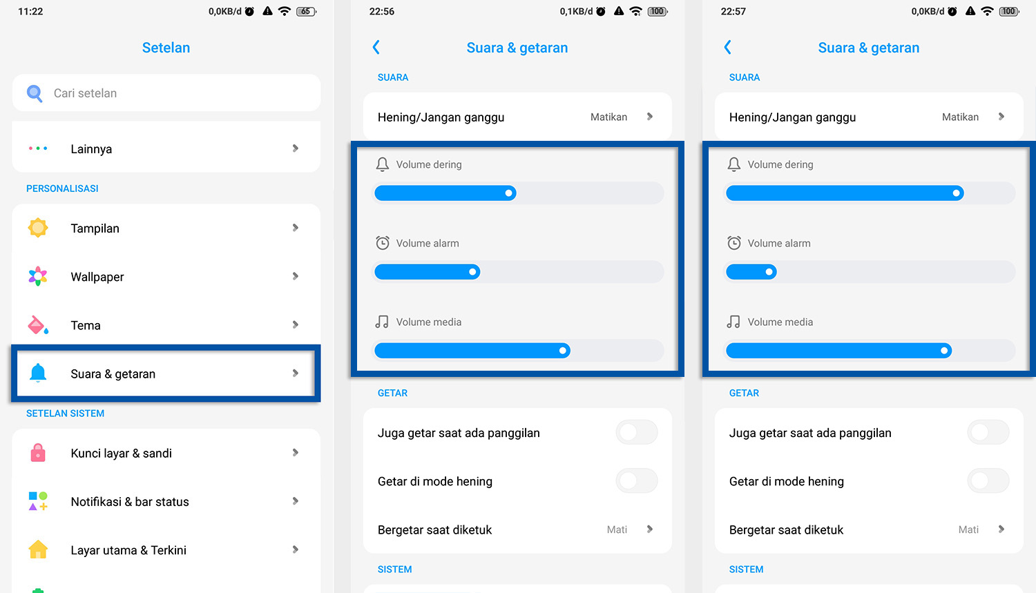 Cek tingkat volume suara Android