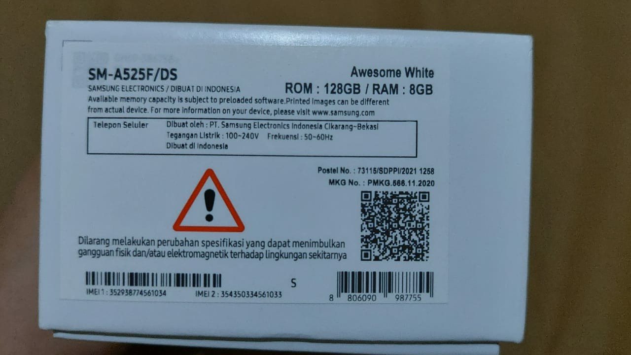 Cek tipe HP Samsung dari kardusnya