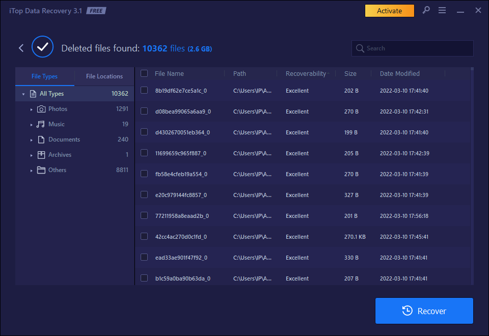 Hasil Pemindaian Data iTop
