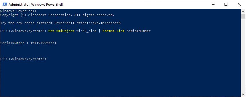 Melihat Nomor Seri Laptop di PowerShell