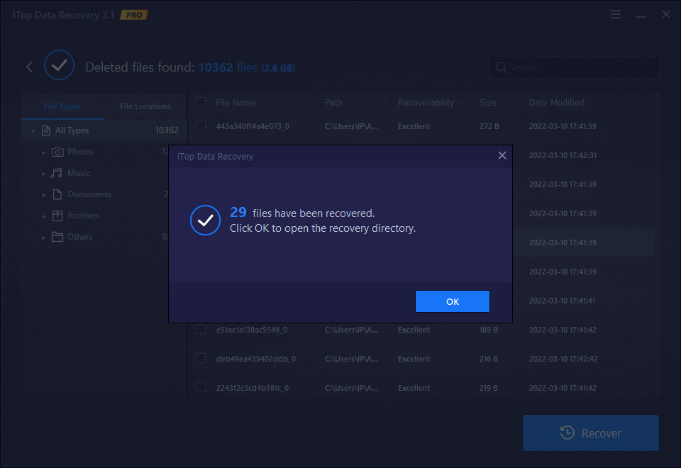 Recovery Data Berhasil iTop