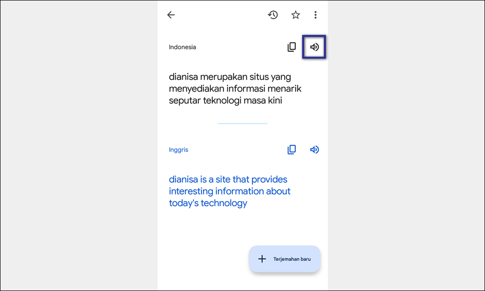 Speaker Google Translate Android