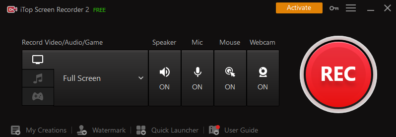 Tampilan Utama iTop Screen Recorder