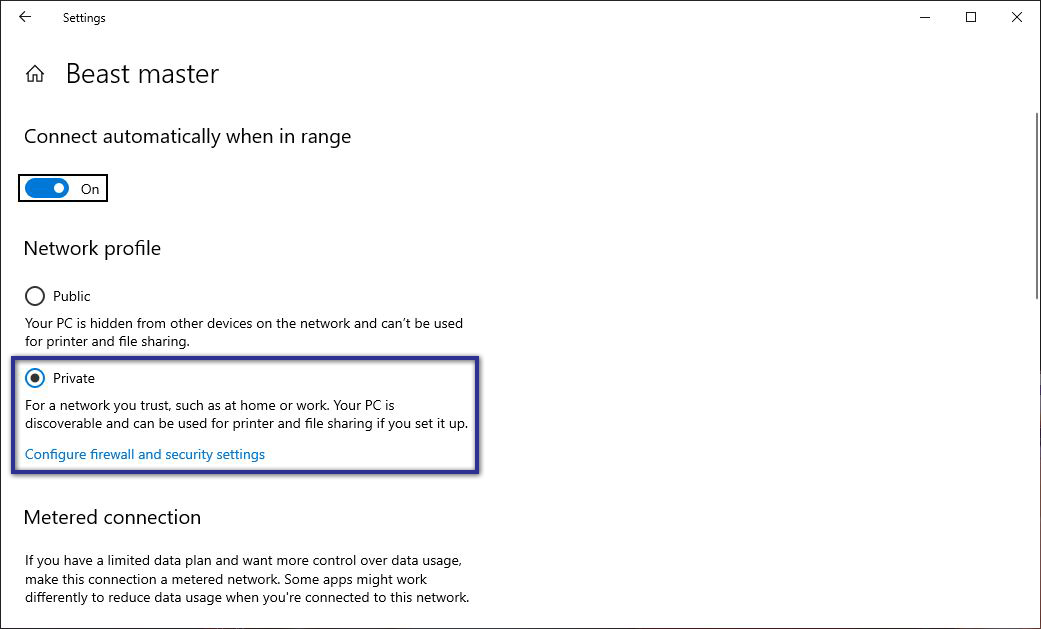 Network Profile Windows