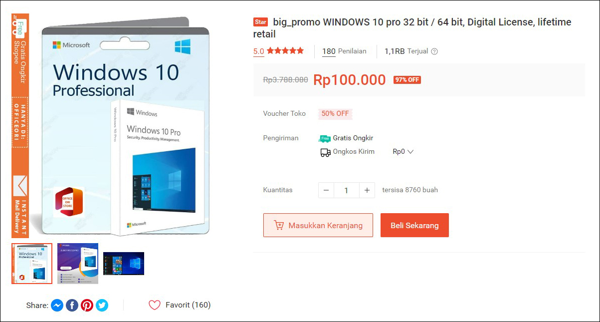 Beli Lisensi Windows 10 Shopee