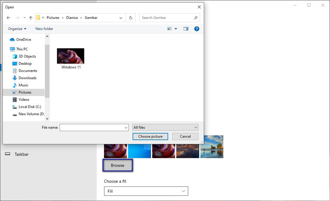 Pilih Gambar Wallpaper Windows 10