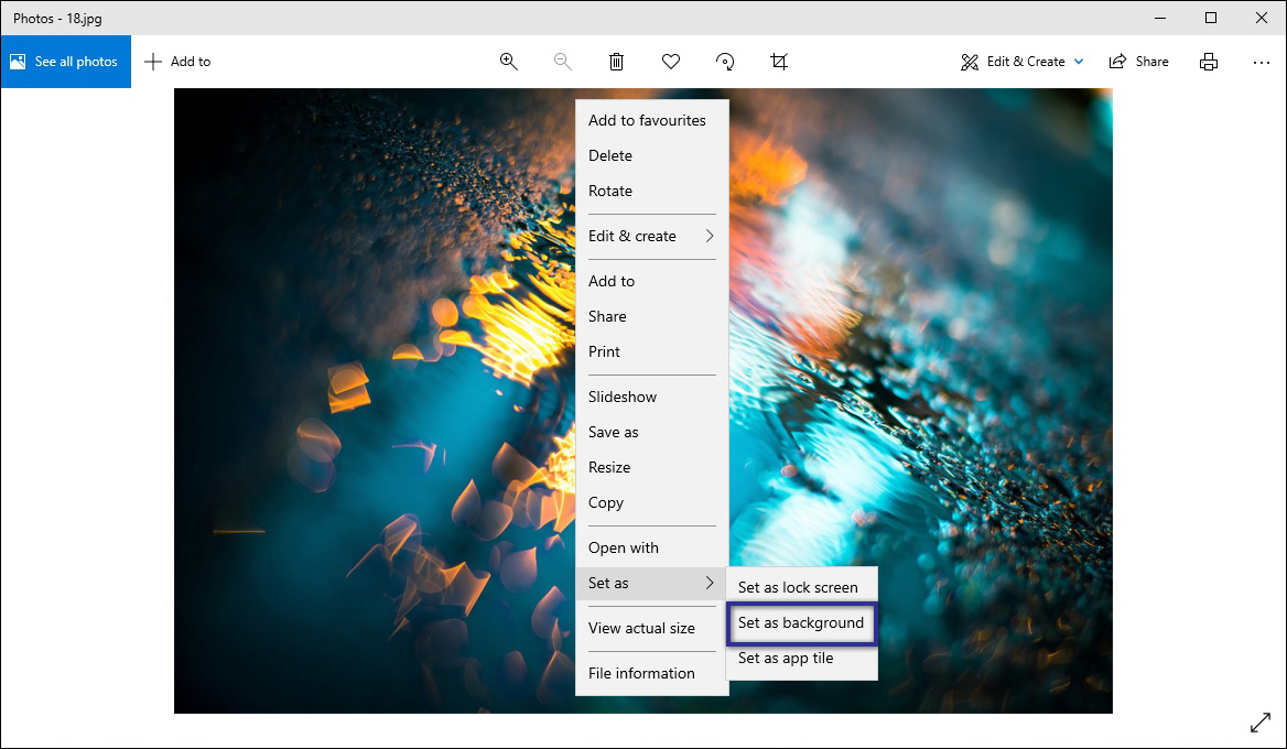Set Background Photos Windows 10