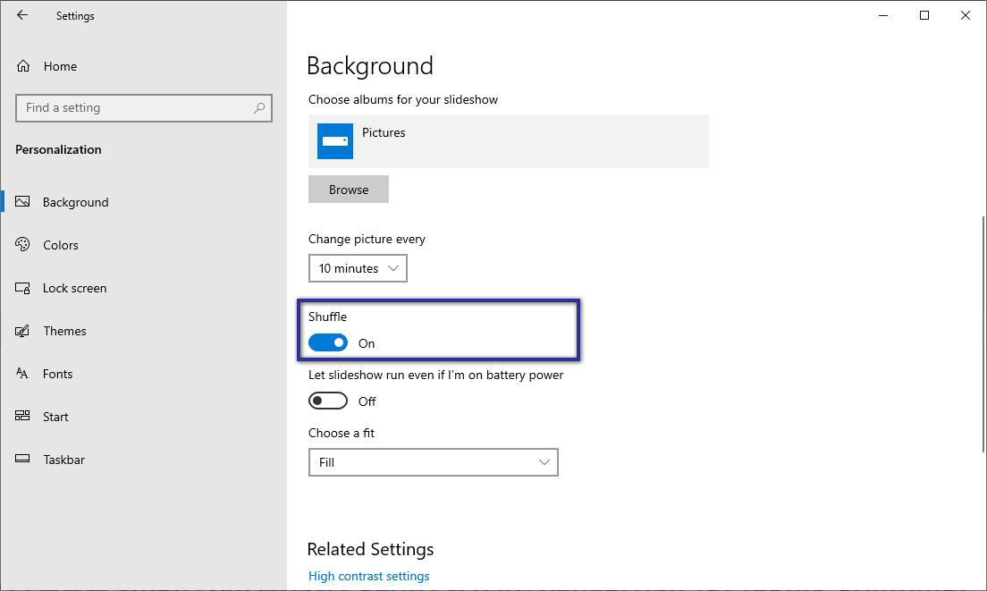 Shuffle Wallpaper Windows 10