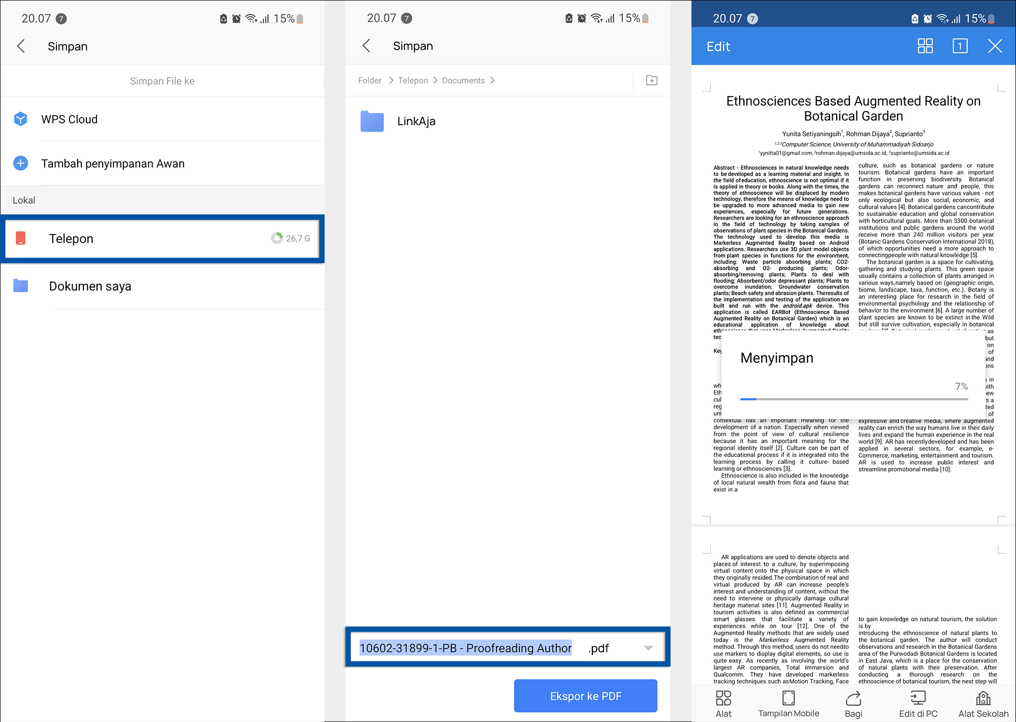 3 Tentukan lokasi Ekspor PDF WPS Office