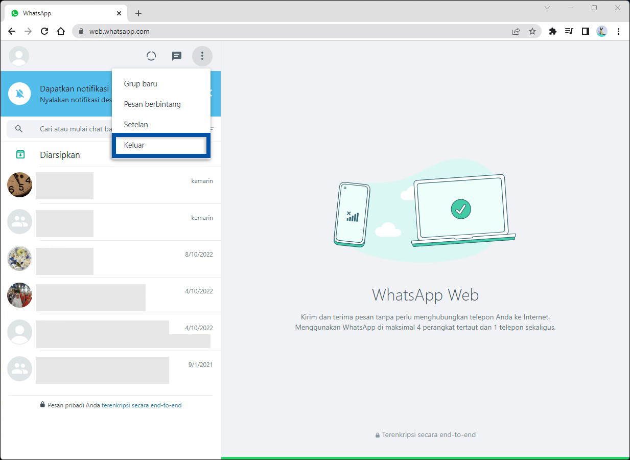 1 Logout WhatsApp Web