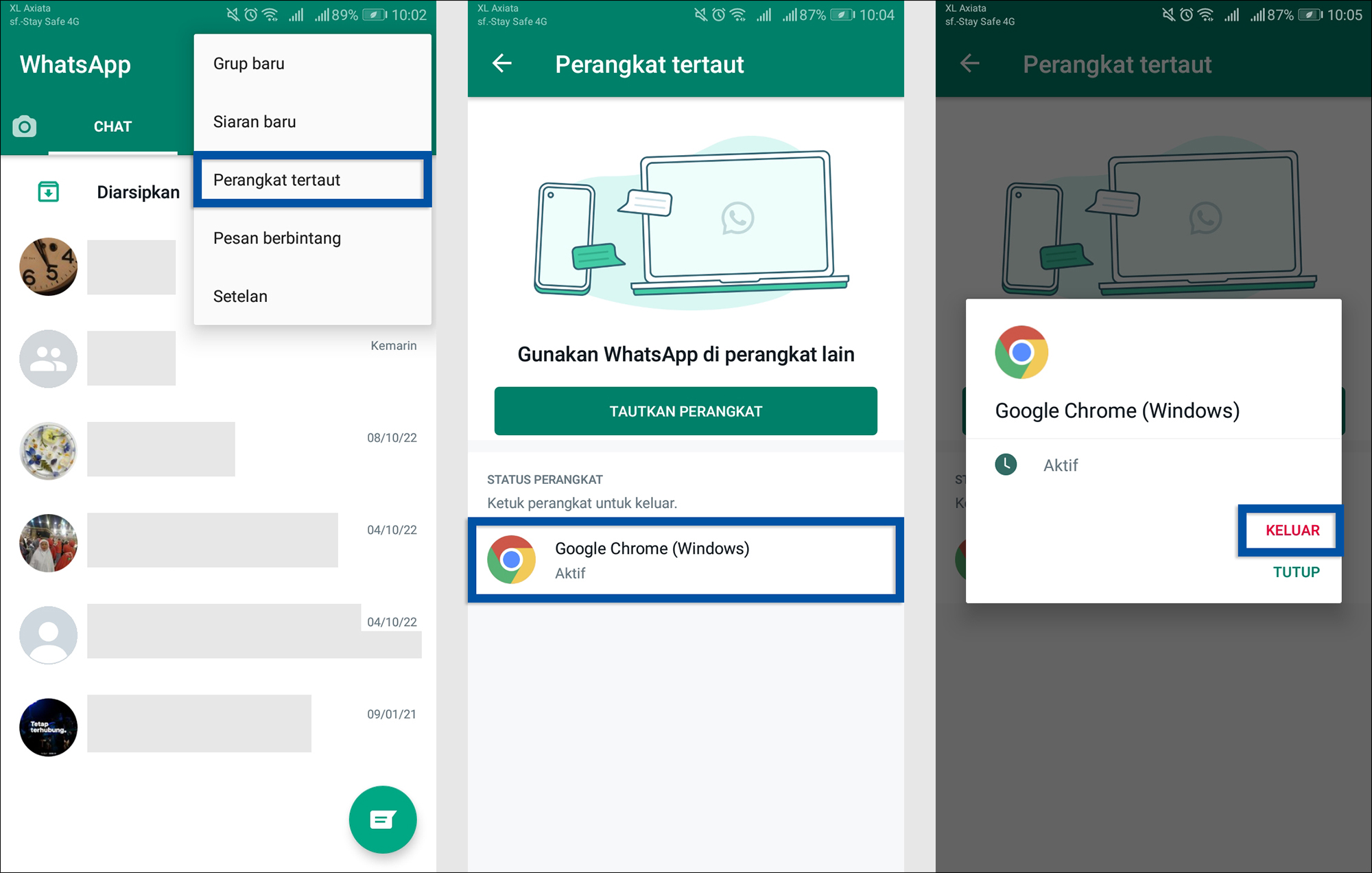 2 Keluar WhatsApp Web via Aplikasi