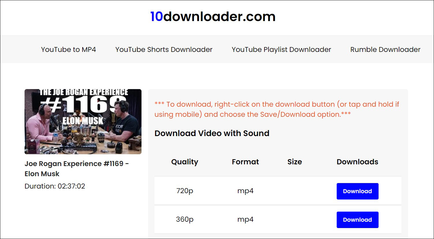 3 Download video YouTube dari 10Downloader