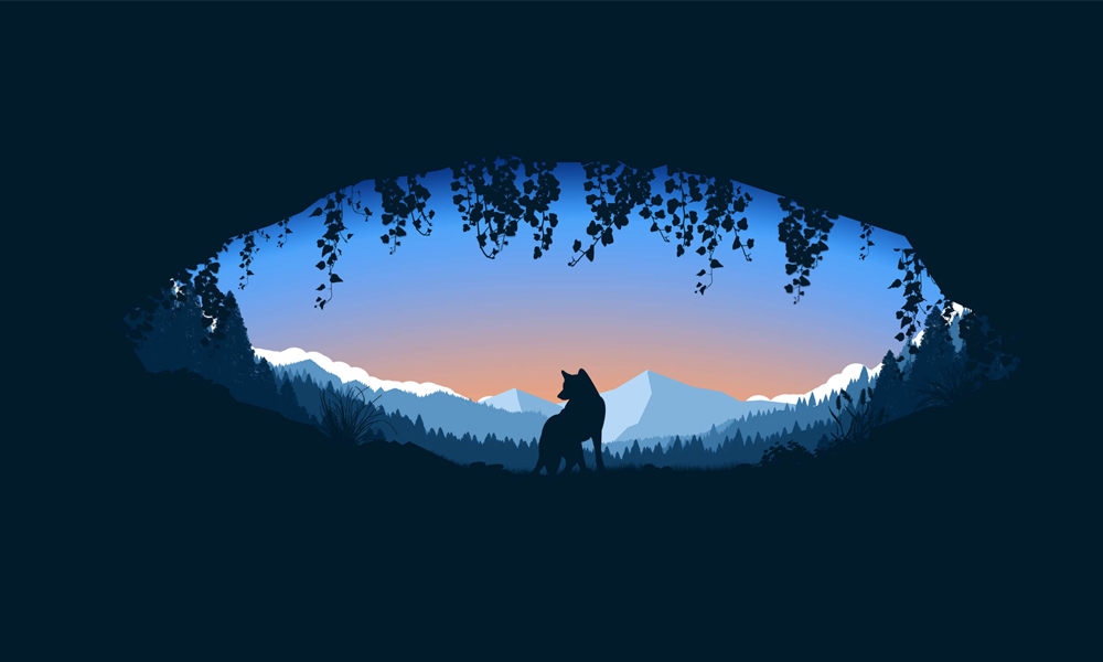 7. Background Desktop Wolf Minimalis