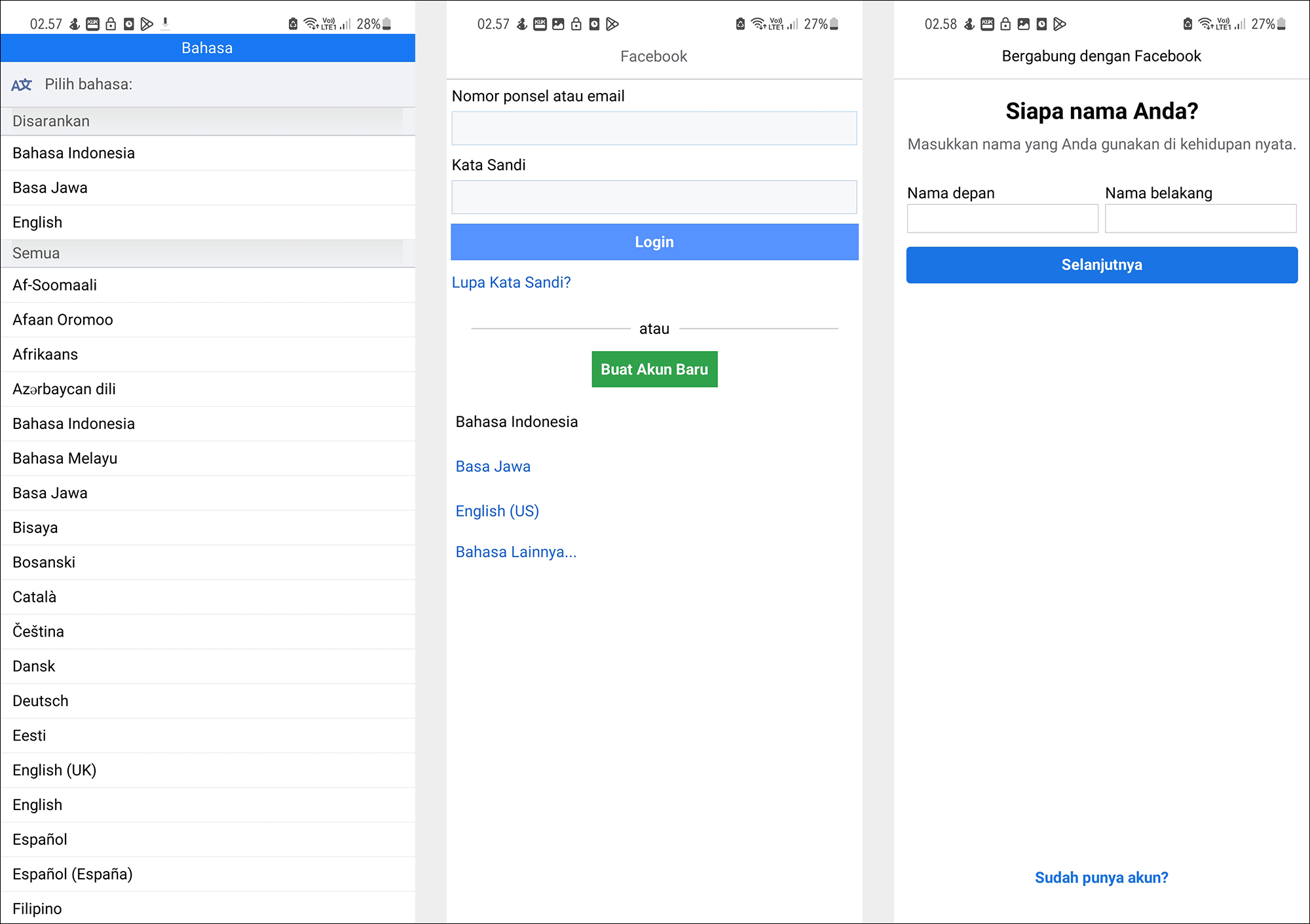 Daftar Facebook Lite