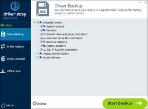 Driver Backup Feature