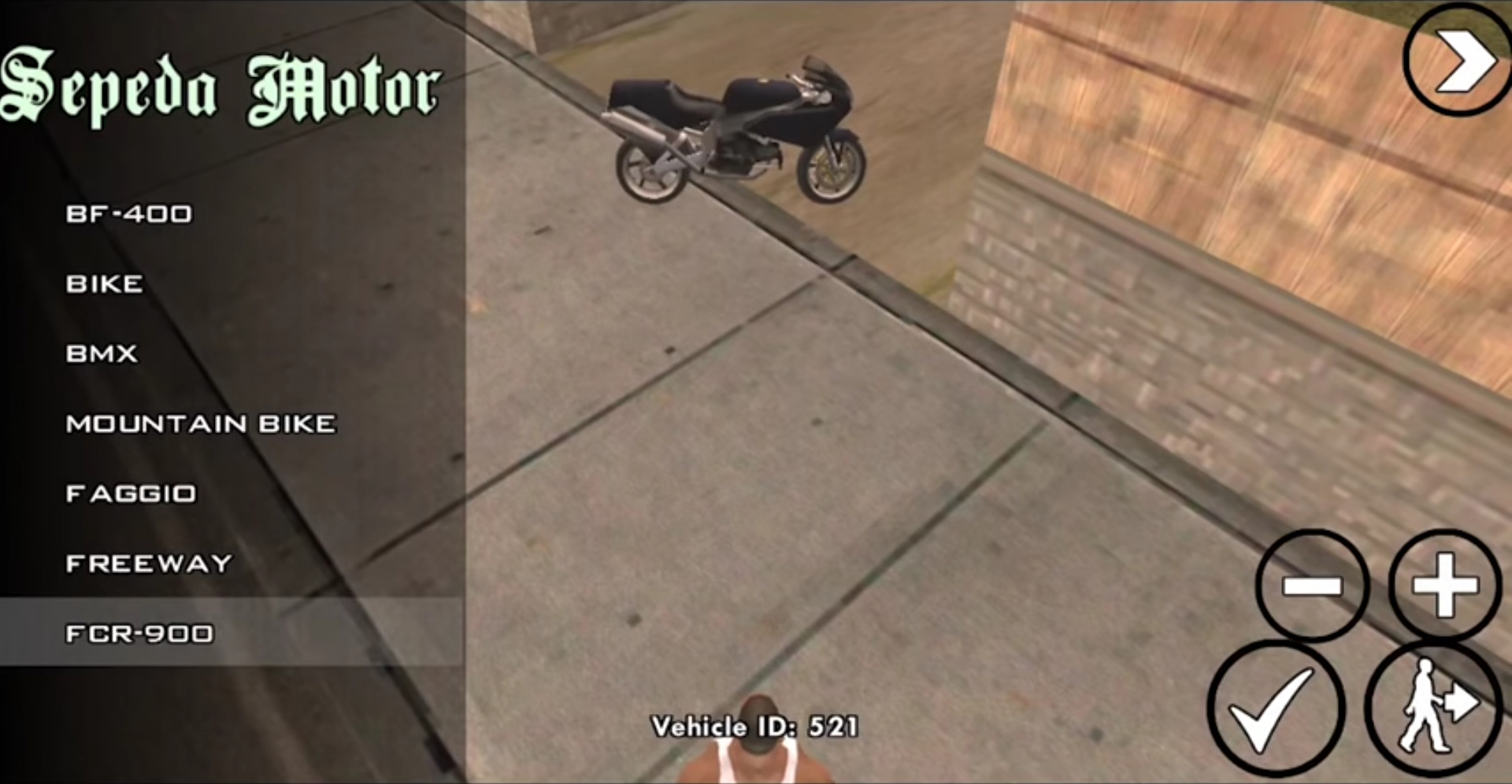 Memunculkan Sepeda Motor GTA SA