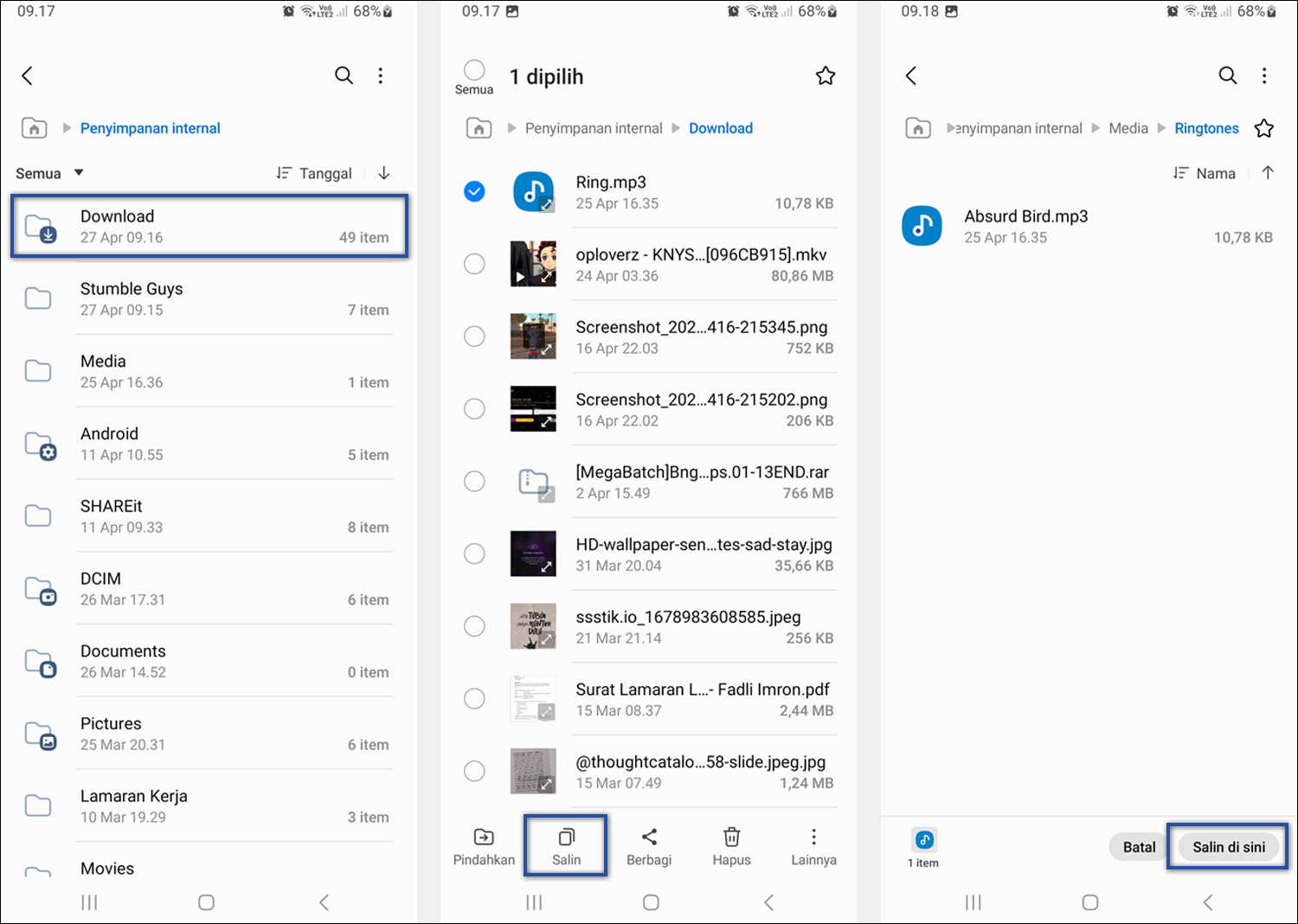 Salin File Nada Dering WA