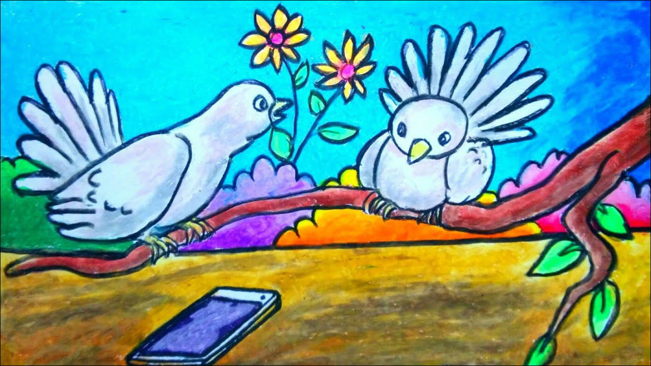 28 Menggambar burung merpati kipas, mudah di warnai