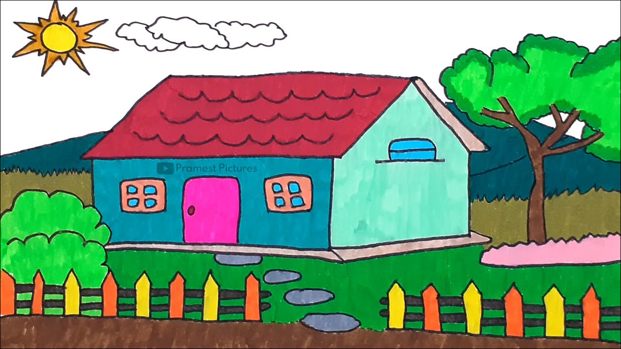 30+ Contoh Gambar Rumah Simple, Yang Sudah Diwarnai!