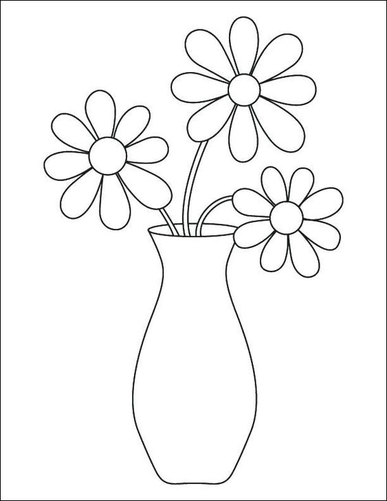 16 Menggambar bunga sederhana di dalam pot, cocok untuk belajar menggambar