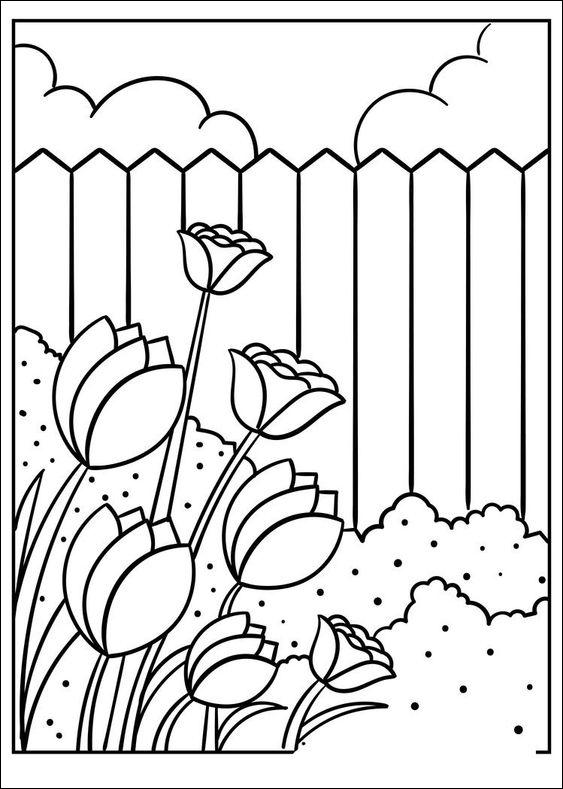 24 menggambar serumpun bunga yang indah di taman