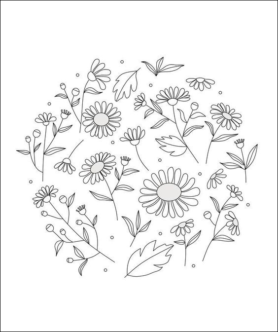 30 Gambar pola sketsa bunga daisy