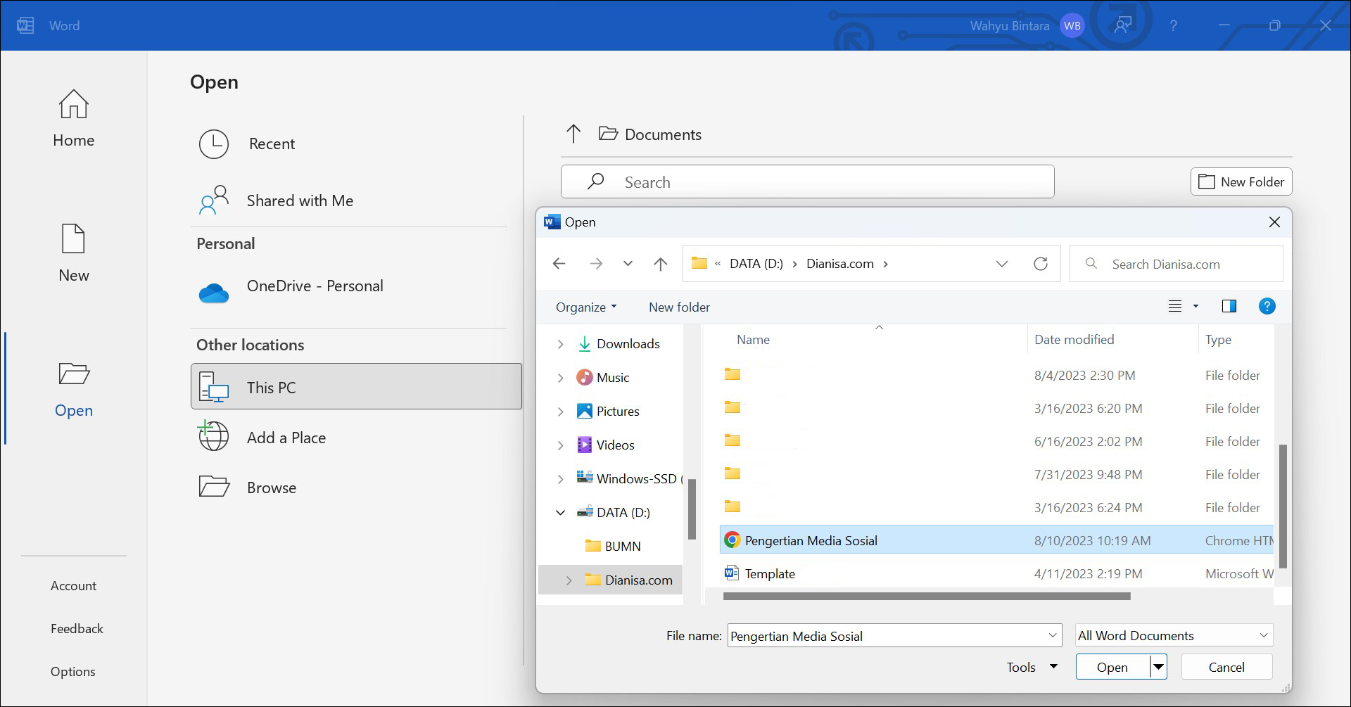 Convert File PDF ke Word via MS Word