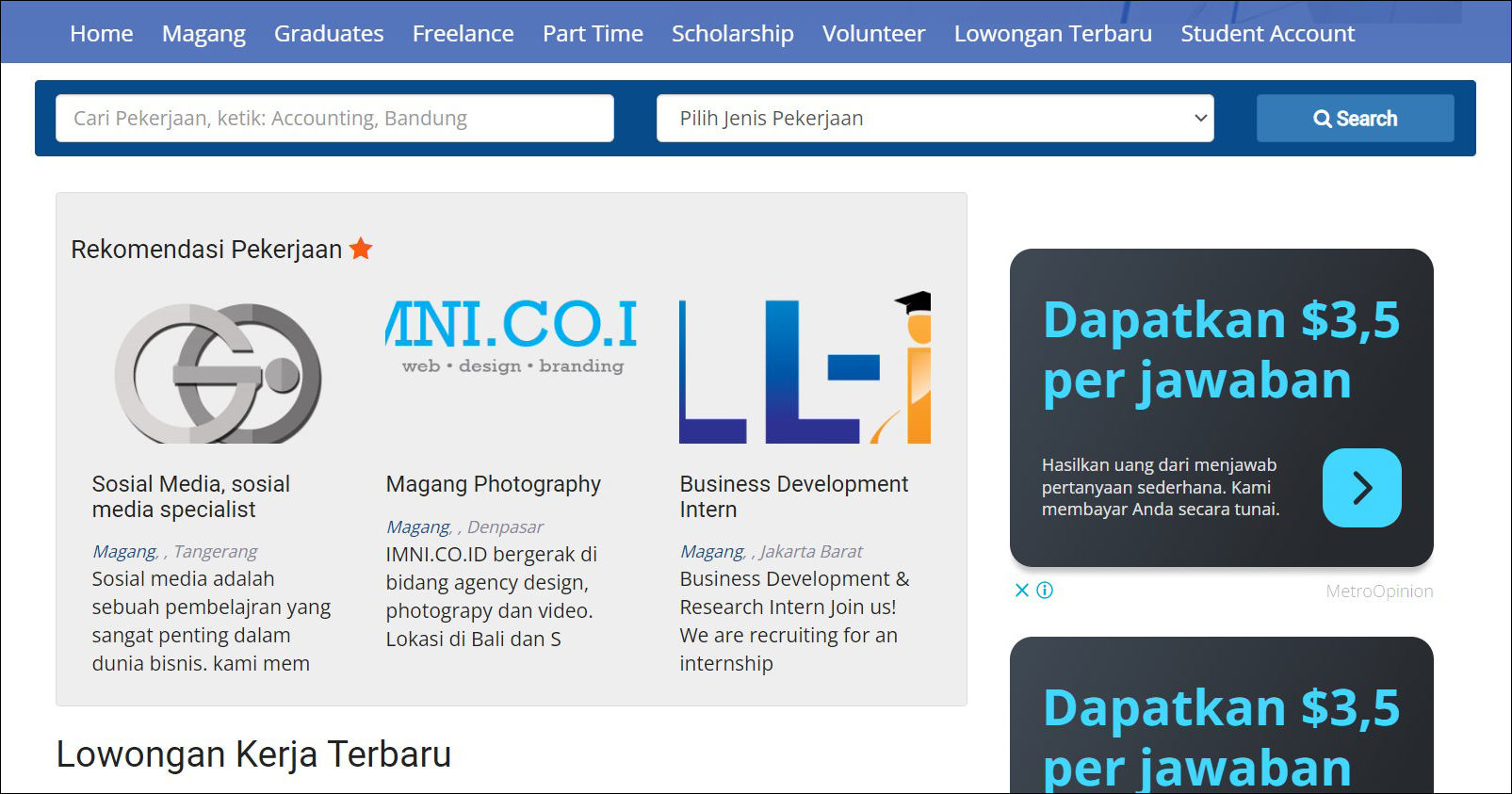 Situs Pencari Tempat Magang