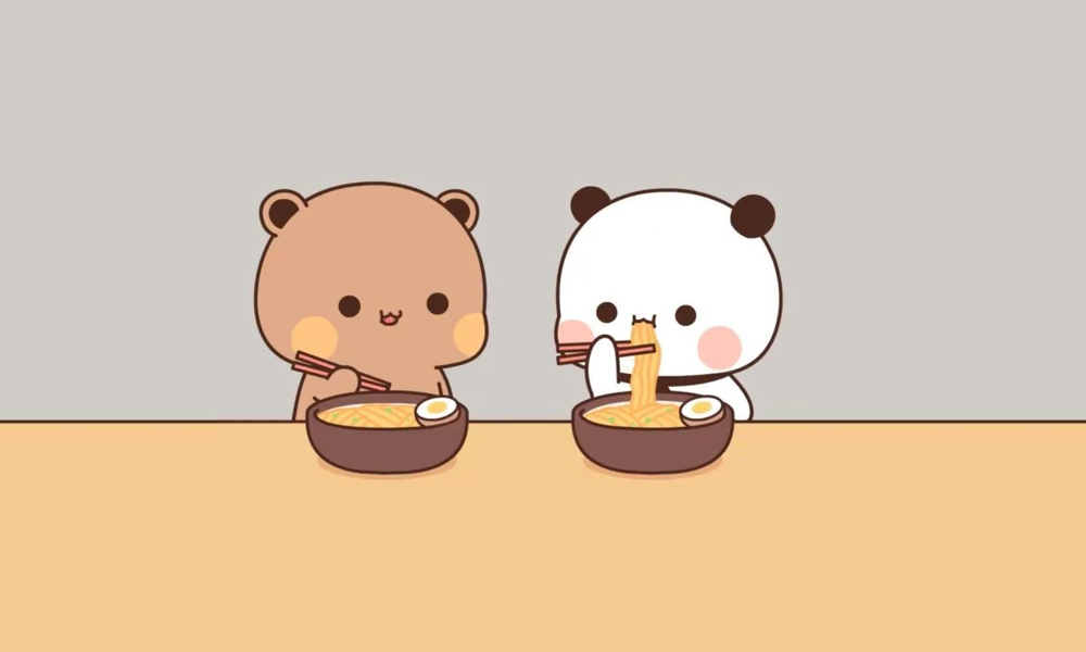 8 Couple Panda Makan Mie Bersama