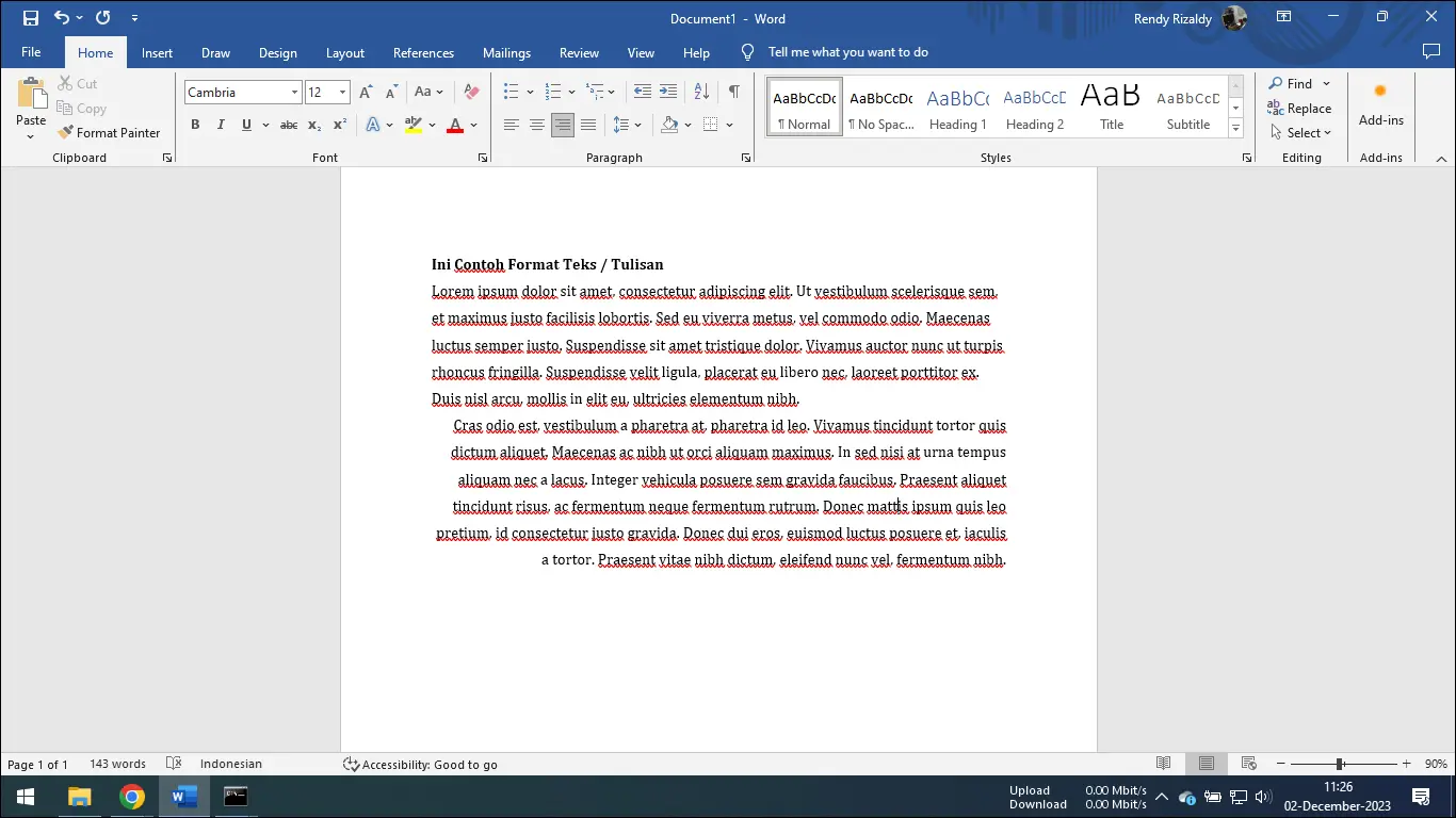 1. Temukan bagian mana yang diubah ke Justify