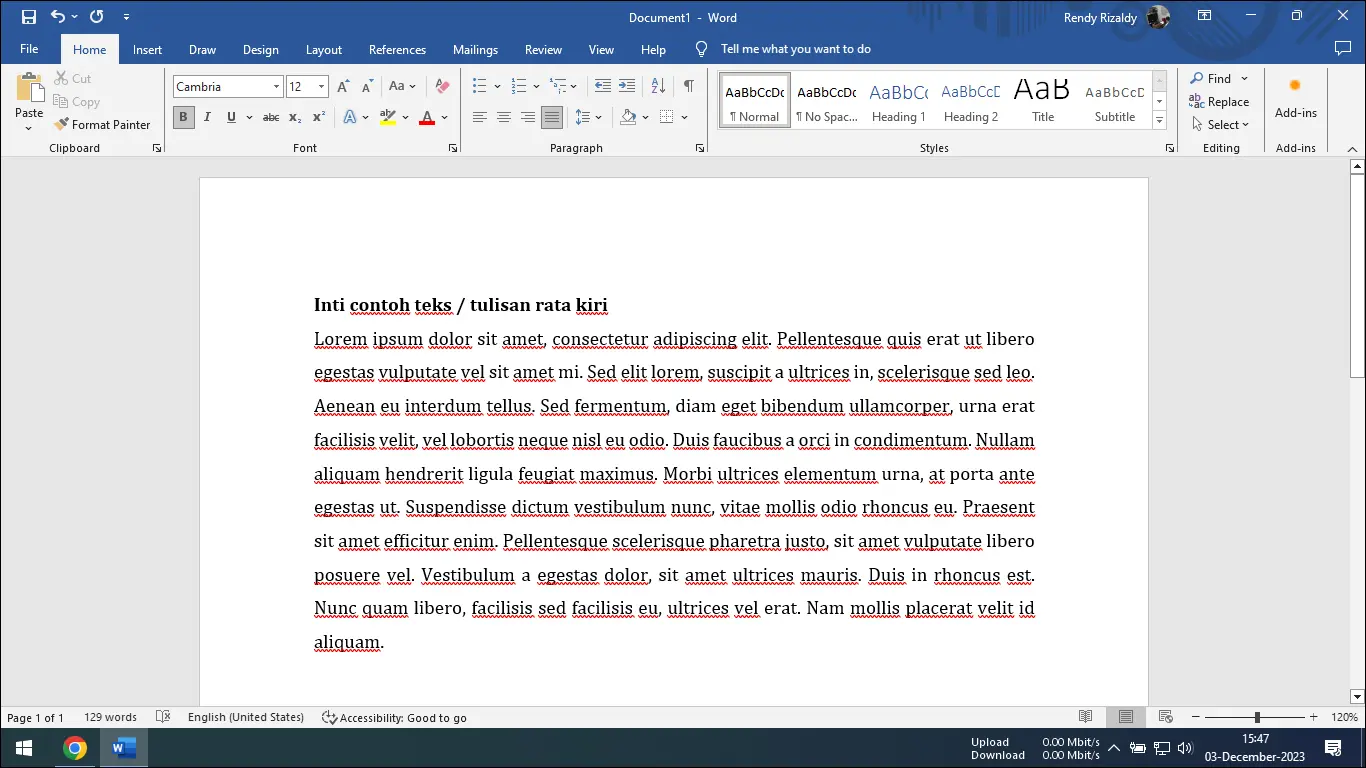 Contoh Penggunaan Justify