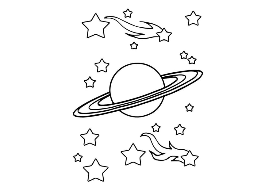 Gambar 07. Mewarnai Planet Saturnus dengan Bintang Galaxy