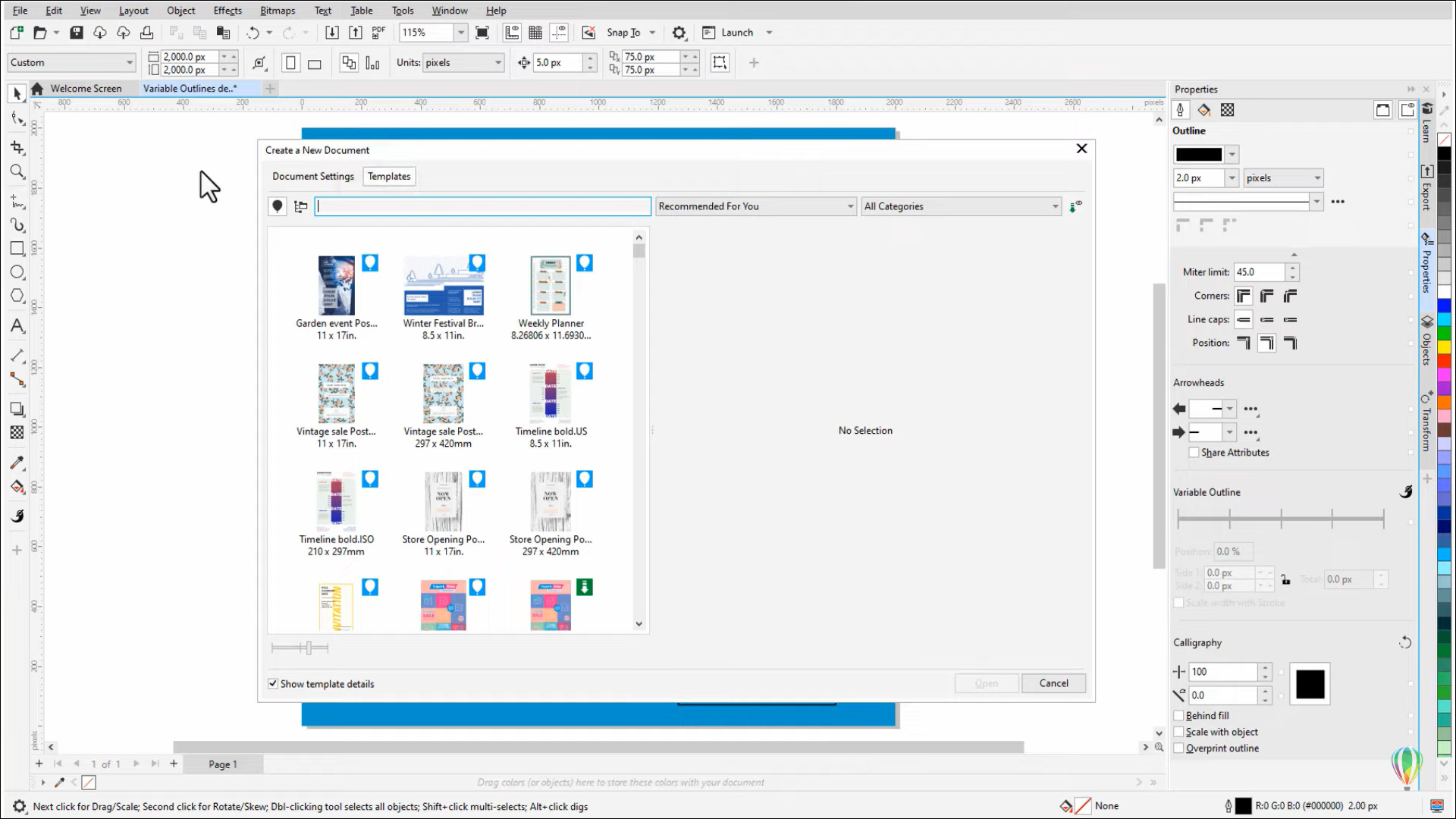 Create Document CoreDRAW Graphics Suite 2023 - CorelDRAW