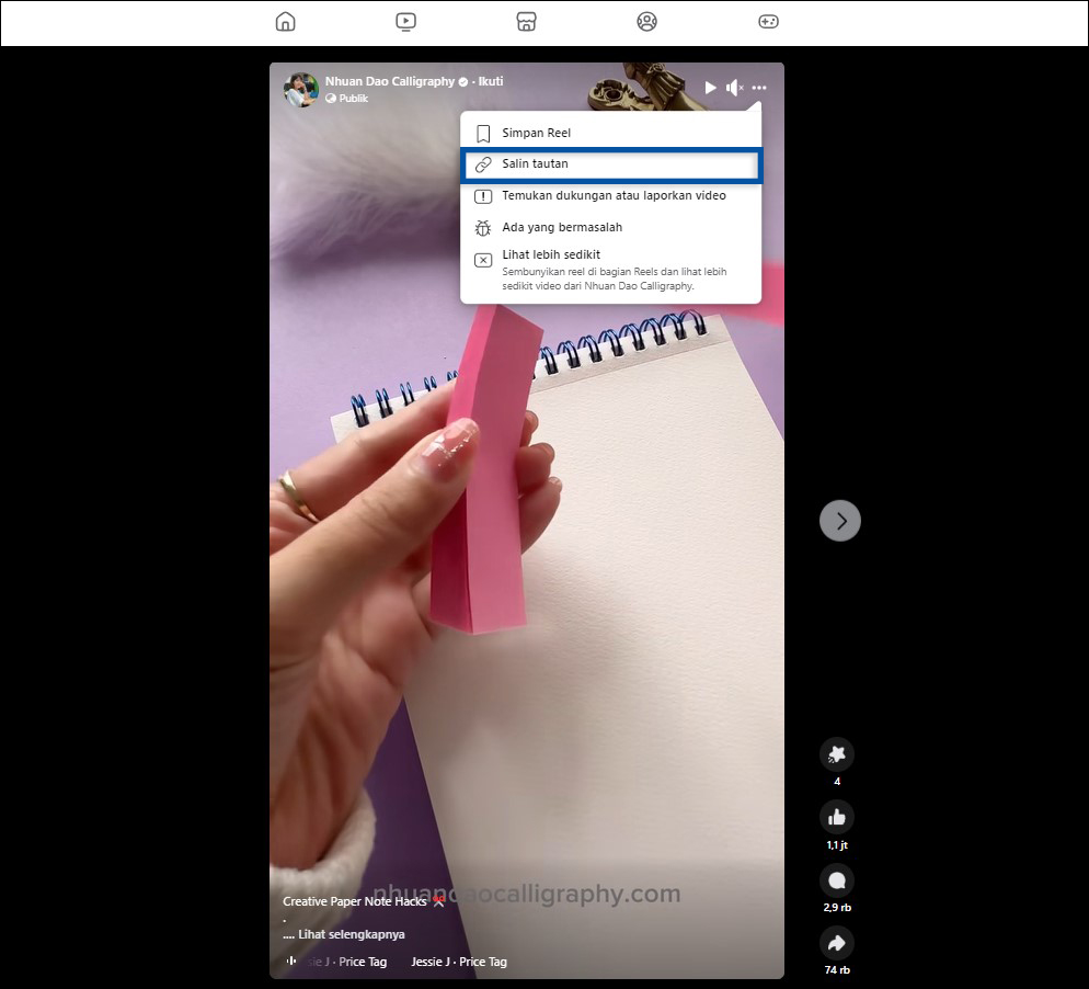 2 Salin tautan reel Facebook