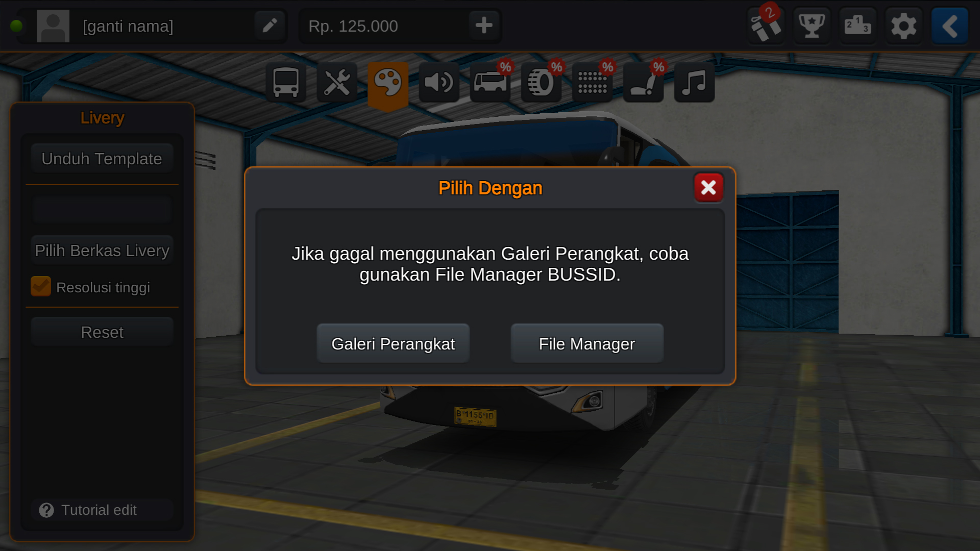 Langkah 3 Memilih tempat berkas penyimpanan - Livery Bussid Budiman