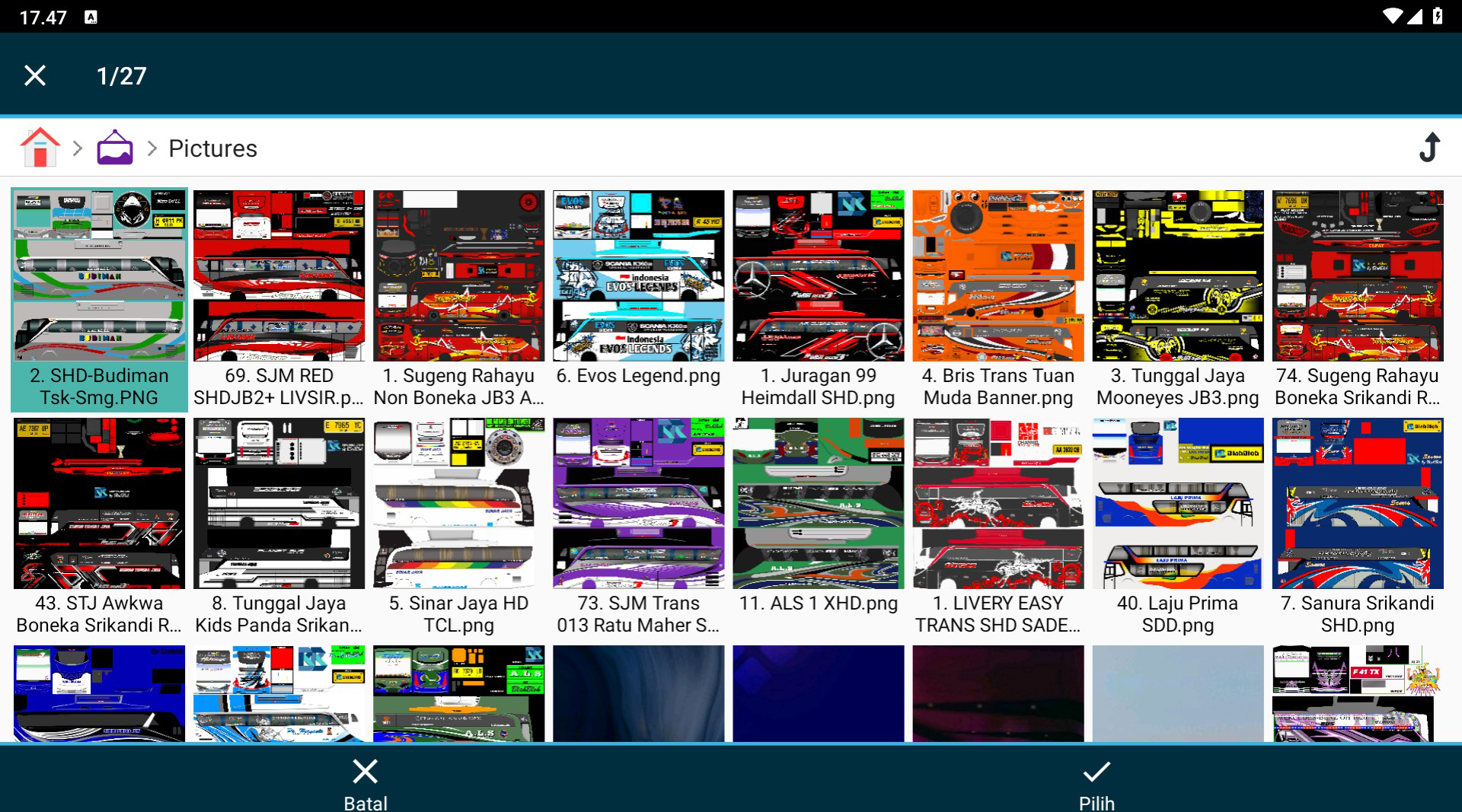 Langkah 5 Memilih Livery yang digunakan - Livery Bussid Budiman