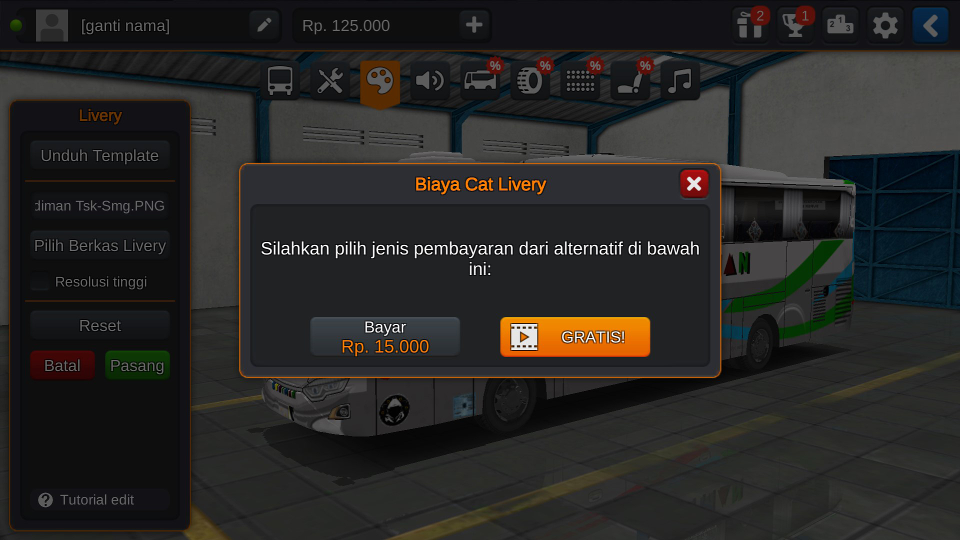 Langkah 7 Opsi pemasangan Livery Bussid Budiman