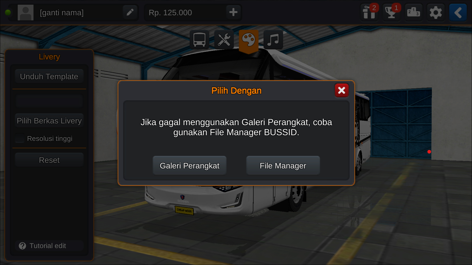 Langkah 3 Memilih tempat berkas penyimpanan - Livery Bussid Tronton