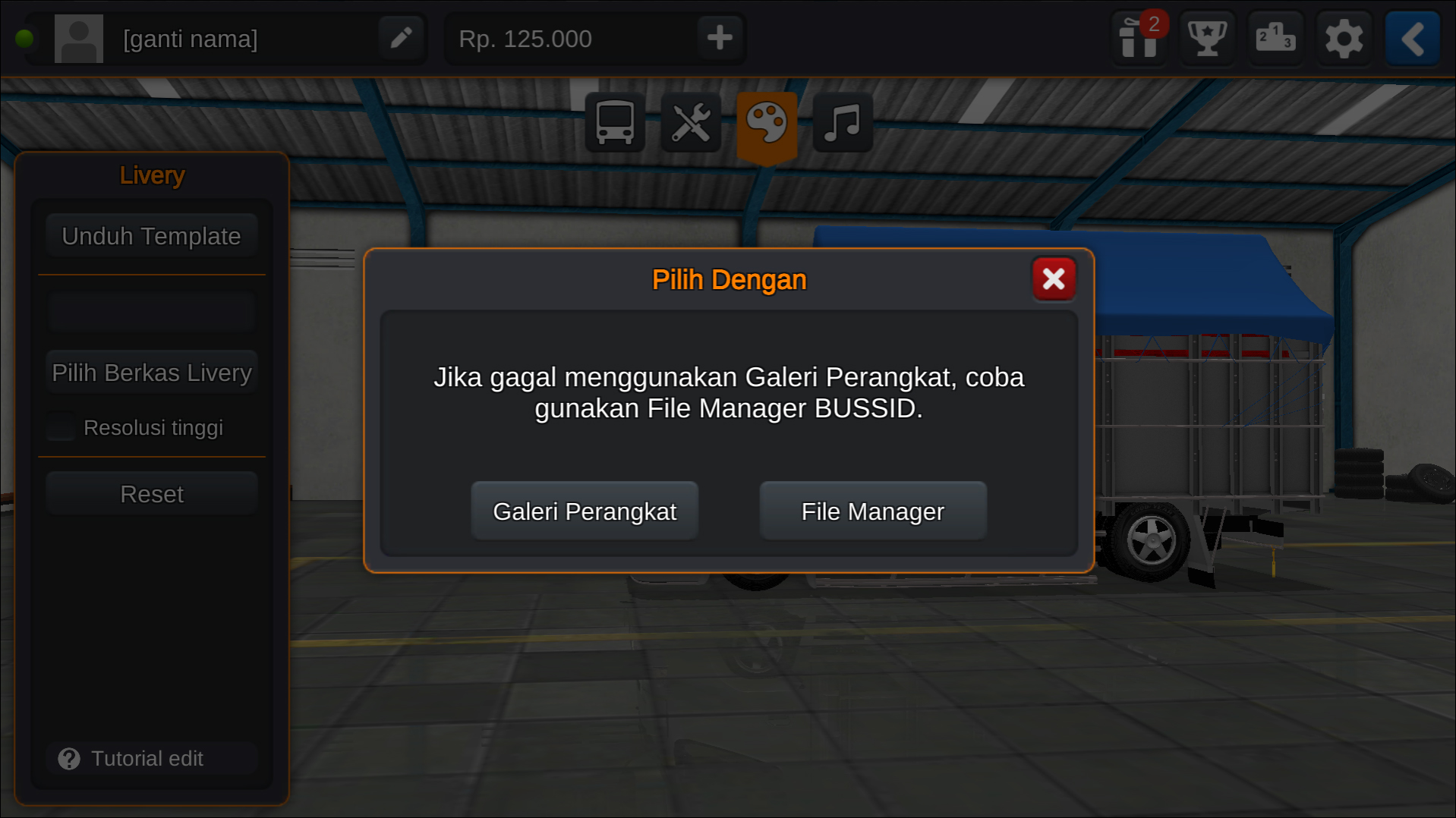 Langkah 3 Memilih tempat berkas penyimpanan - Livery Bussid Truck Canter