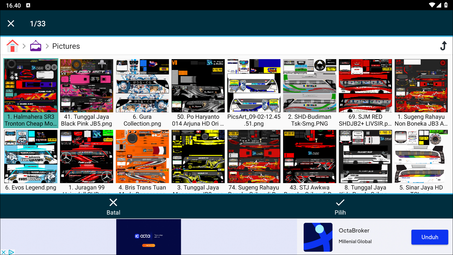 Langkah 5 Memilih Livery yang digunakan - Livery Bussid Tronton