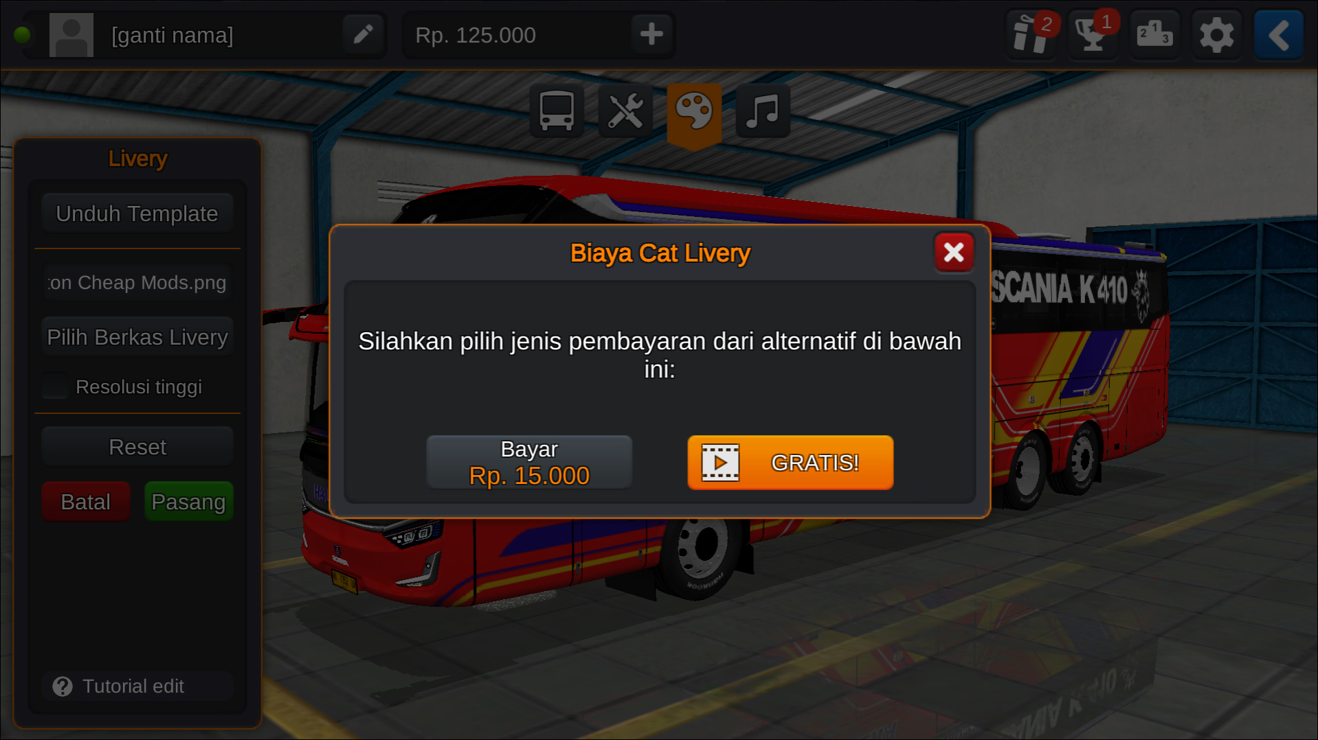 Langkah 7 Opsi pemasangan Livery Bussid Tronton