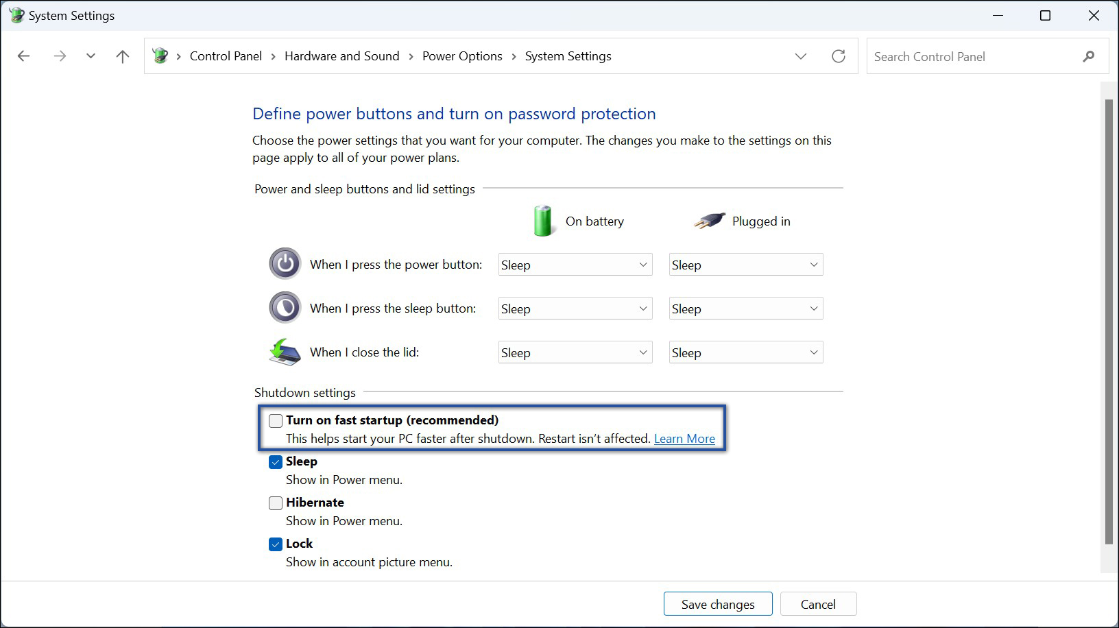 3. Nonaktifkan Fast Startup Windows 11